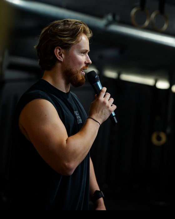George Jones, founder of BrandBildr, speaking to a room with a microphone