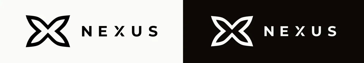 Nexus horizontal logo lockups in black and white