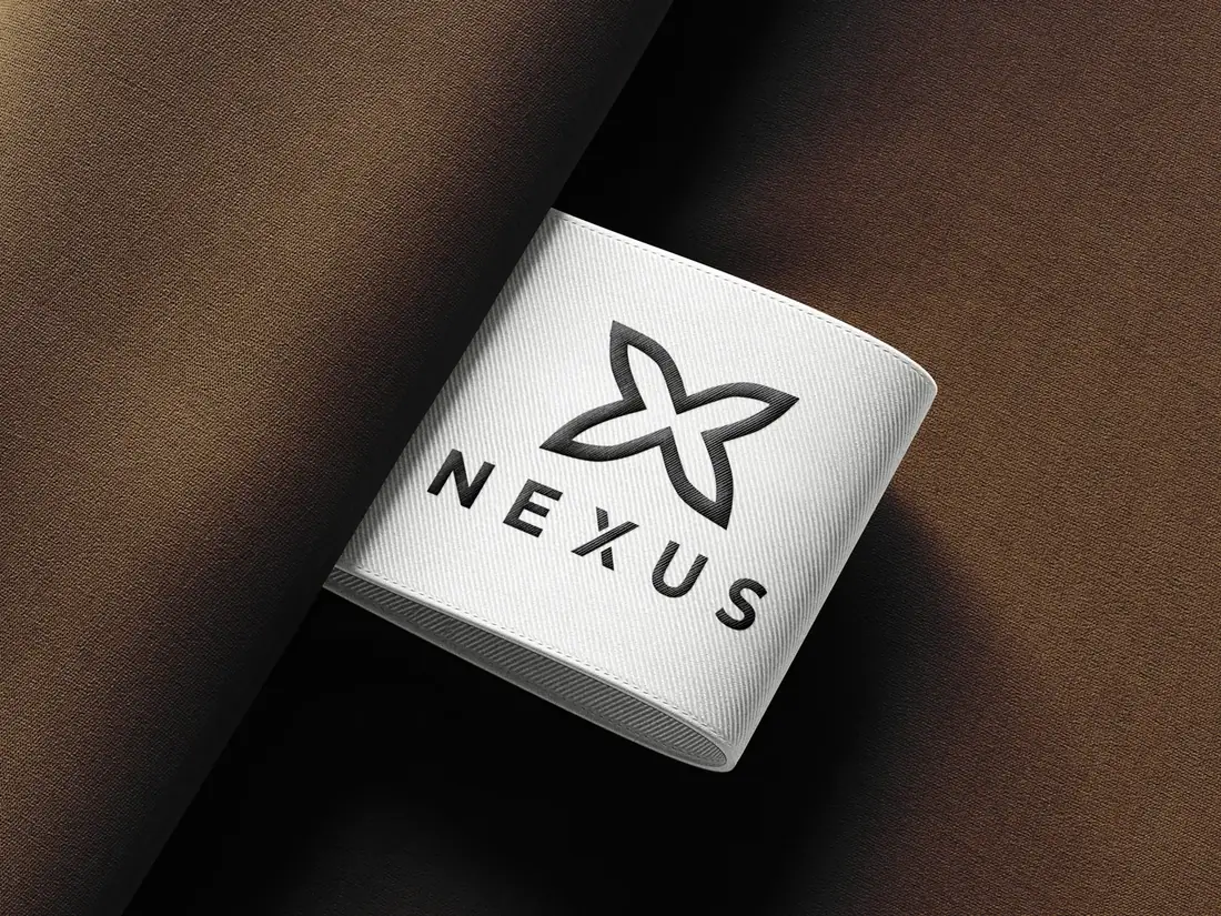 Branded workwear: the mark stitched on a woven label.